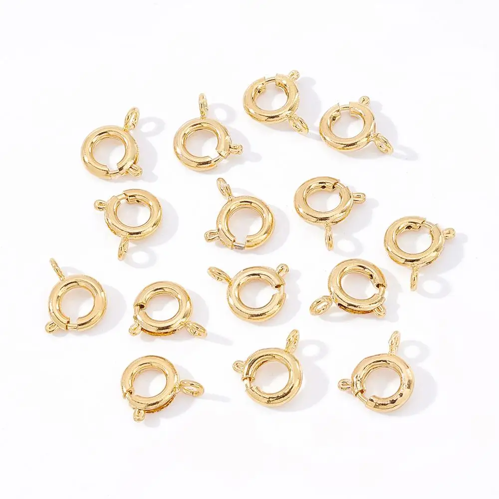 

30PCS Brass Spring Ring Clasps Real 18K Gold Plated 10x7x2mm Hole: 1.5mm 30PCSs/box for fashion jewelry