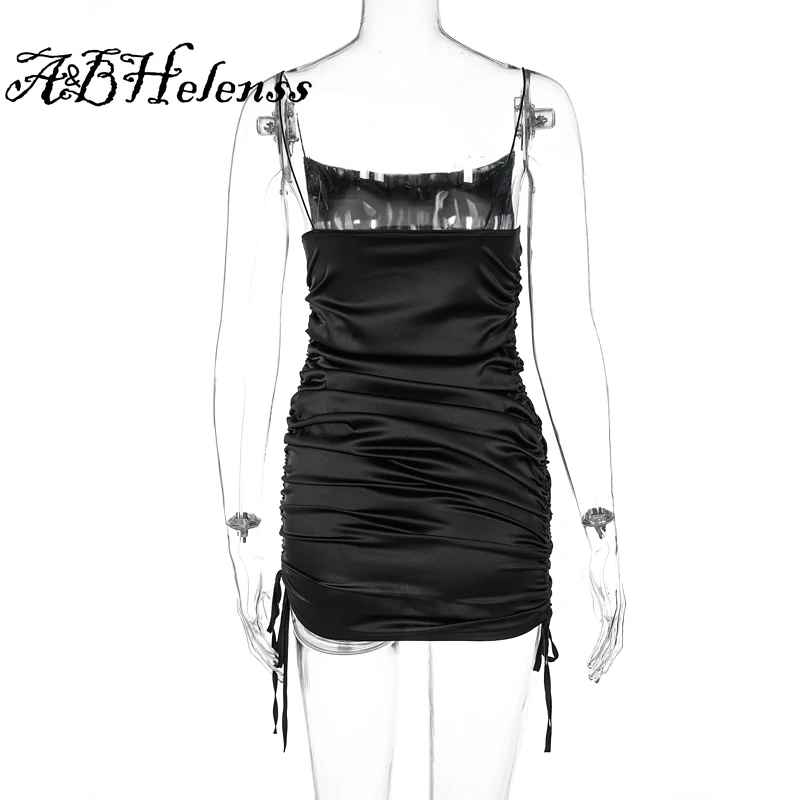 

A&BHelenss 2021 Summer Women Fashion Streetwear Clothing Sleeveless Ruched Bandage Sexy Mini Dress