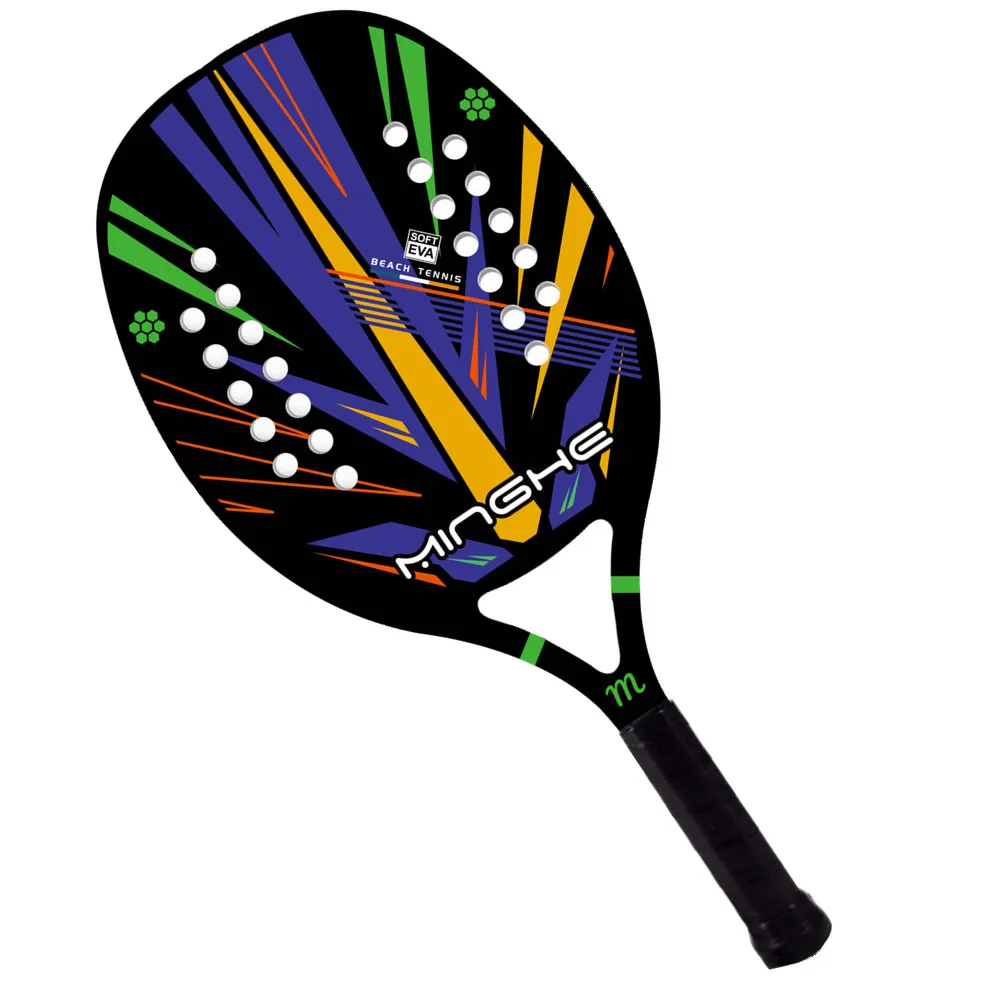 Spot Beach Board Tennis Racket Carbon Fiber EVA Foam Core Lightweight Tennis Racket 5 Color Carbon Fiber Racket / 3pcs Tennis