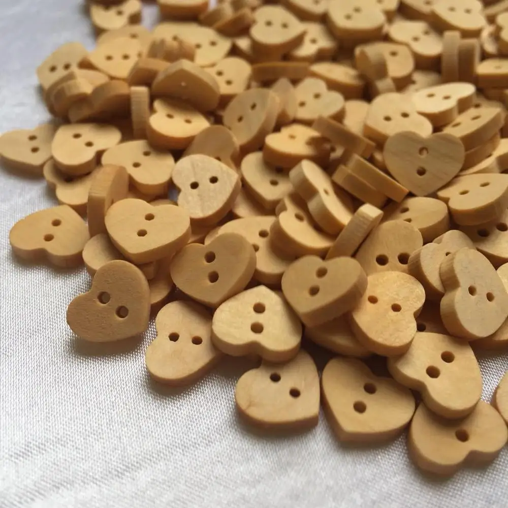 100 шт./компл. натуральный для пришивания пуговиц Корабль сердце деревянные