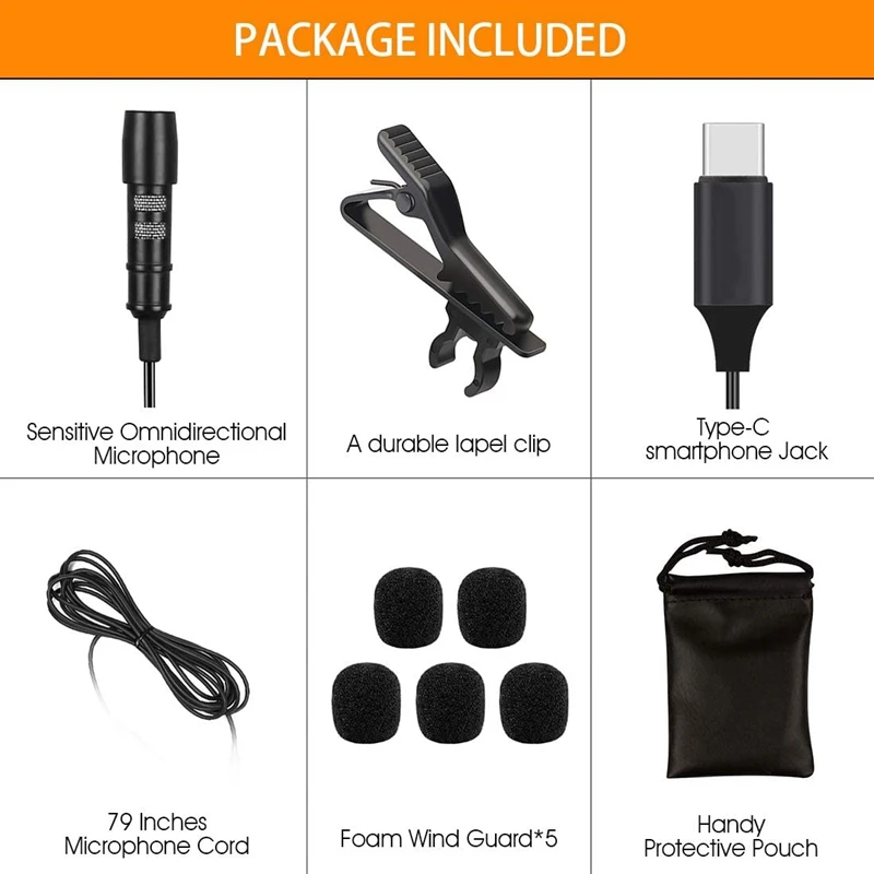 

Lavalier Microphone for Type-C,Phone Microphone,USB C Microphone,for Interview, Video, Recording