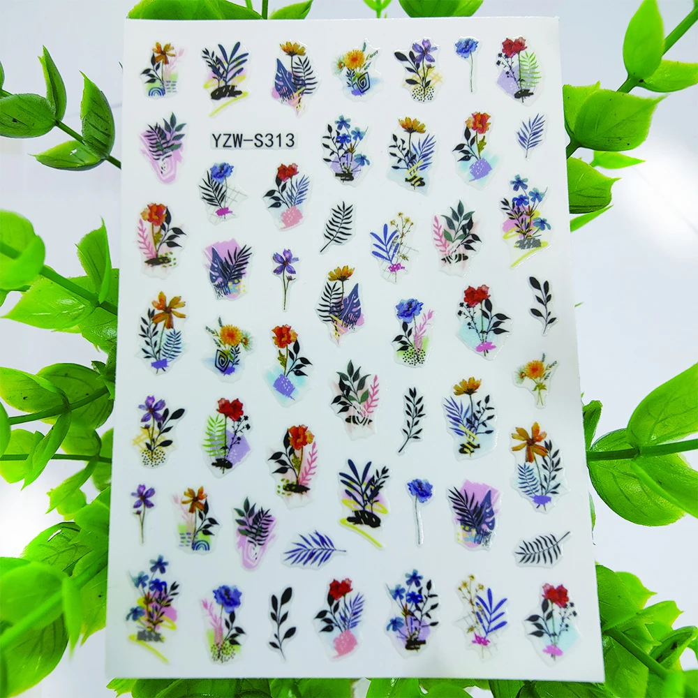 

Новые наклейки для ногтей, красивые Акварельные Цветы, розы, 3D наклейки для ногтей, художественные декоративные слайдеры, фольгированные ди...
