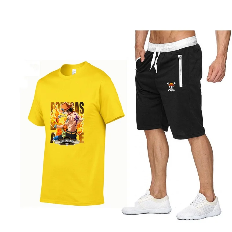 

Men's Tracksuit Summer Clothes Sportswear Two Piece Set T Shirt Shorts Brand Track Clothing Male Sweatsuit Casual Suits New Hot