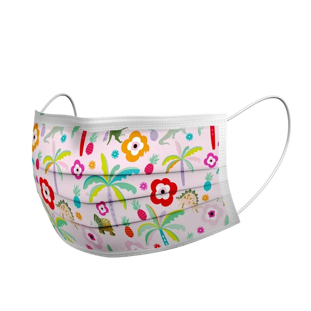 

50PC Different Patterns Lovely Print Children Mask Disposable Face Mask Masques Enfants Nonwove 3 Ply Mascarillas Face Shield *
