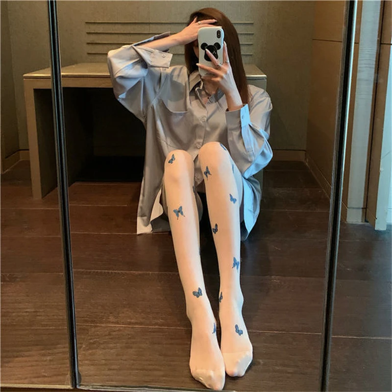 Пикантные колготки-бабочки чулки сетчатые колготки для клувечерние женские