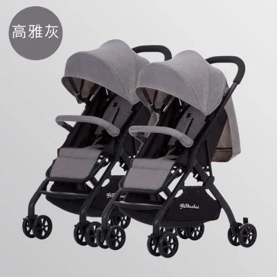 E 2 In1 Twins Baby Stroller Can Be Split Can Sit on A Reclining Double Stroller Baby Twins Trolly Four Wheel Baby Carriage - Цвет: E