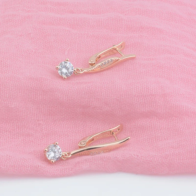 Женские серьги подвески из розового золота 585 пробы|Серьги-подвески| |