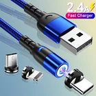 Магнитный зарядный кабель Micro USB Type-C 2,4 А, шнур передачи данных для смартфона iPhone 11 12 Pro Max Xiaomi 11 Samsung S21 Huawei P40 P30