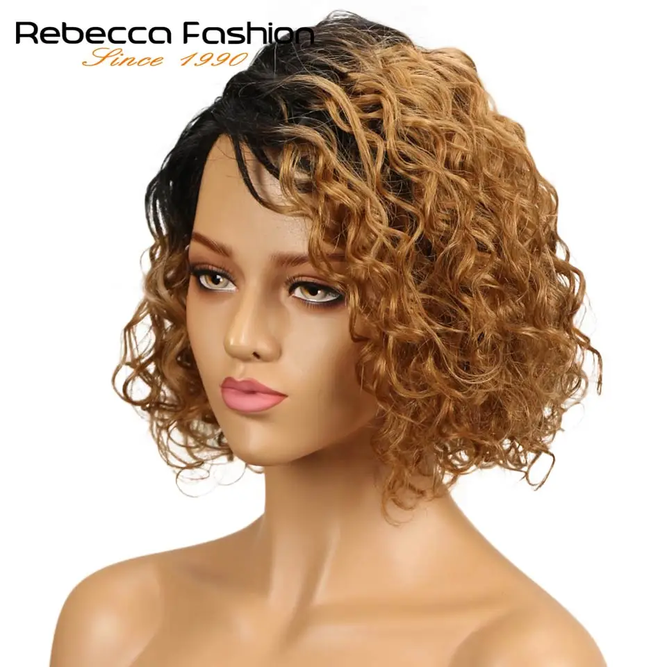 Короткие волнистые человеческие волосы Rebecca парики на сетке для чернокожих