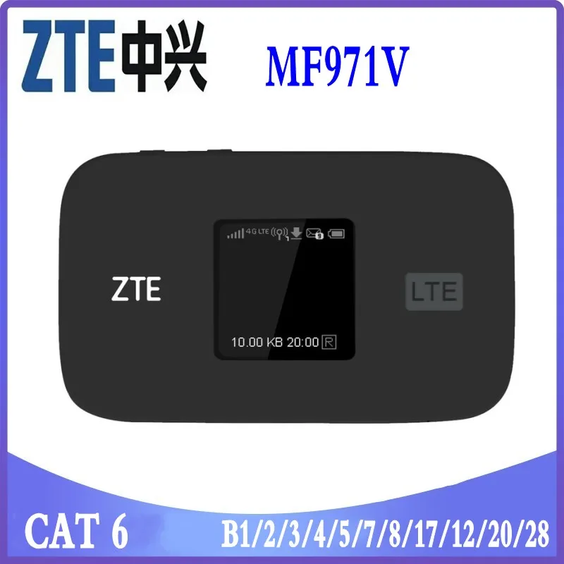 Original Unlock 300Mbps ZTE MF971V Cat6 WiFi Router 4G LTE With B1/2/3/4/5/7/8/17/12/20/28 TDD B38/40 With Antenna