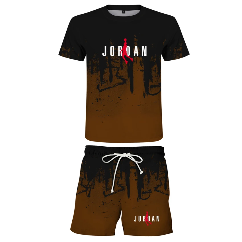 

Funny Ink Splash Painting Two-piece Men's 3d T-shirt + Shorts Suit Men's Summer Fashion T-shirt Men's Clothes