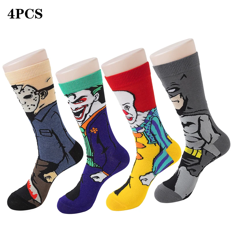 4 шт персональные мужские чулки мультяшный скейтборд хлопок клоун Бэтмен носки