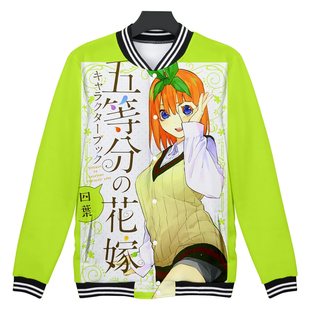 

The Quintessential Quintuplets Manga 2021 Fashion V-neck Baseball Jacket Famale/male Winter Streetwear Coat Cool College