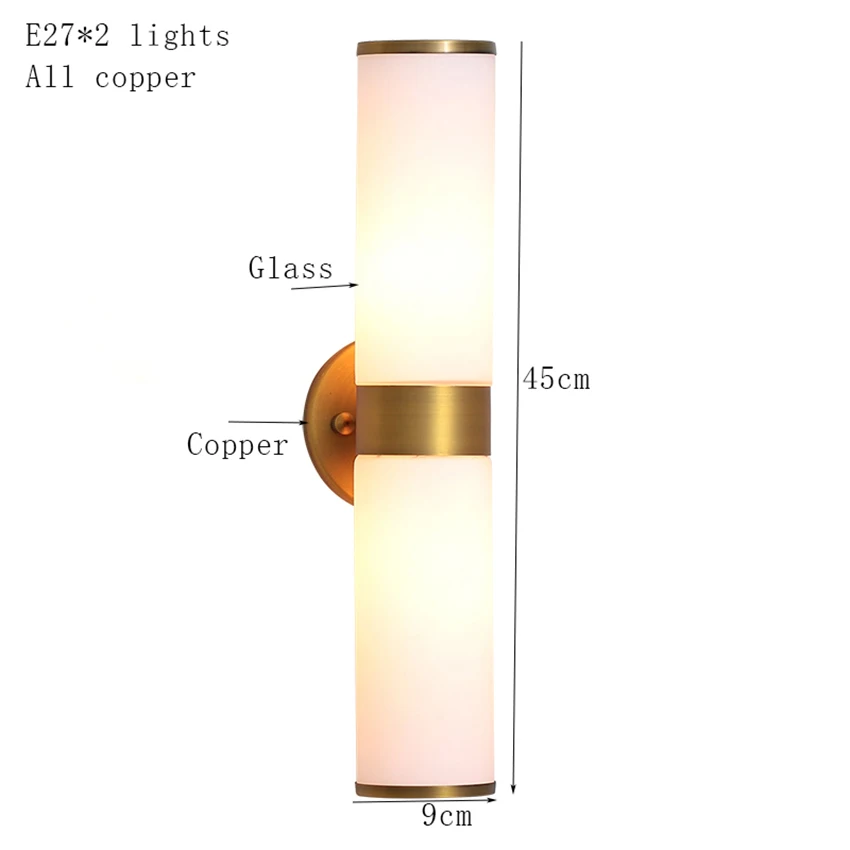 

Nordic luxury full copper wall lamp modern living room bedroom bedside will light hotel restaurant bar aisle stairs wall sconce