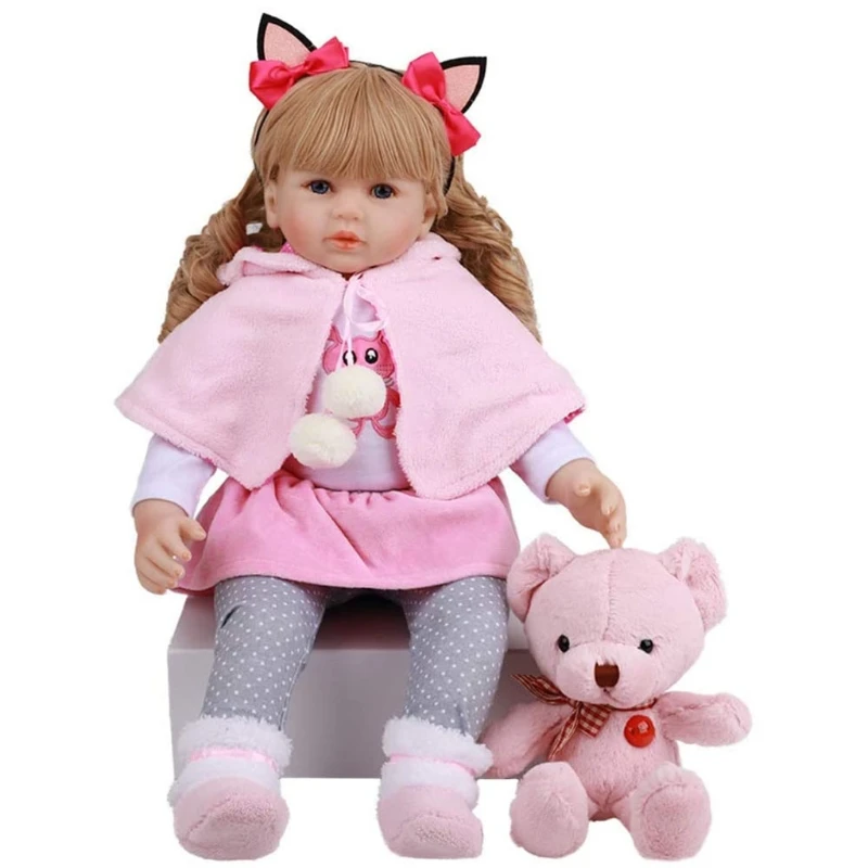 

24In Looking Lifelike Realistic Baby Vinyl Silicone Cloth Body Newborn Care Toy H055