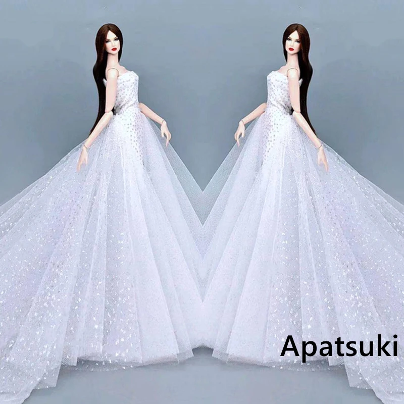 Белое модное Кукольное платье для куклы Барби одежда наряды большие вечерние