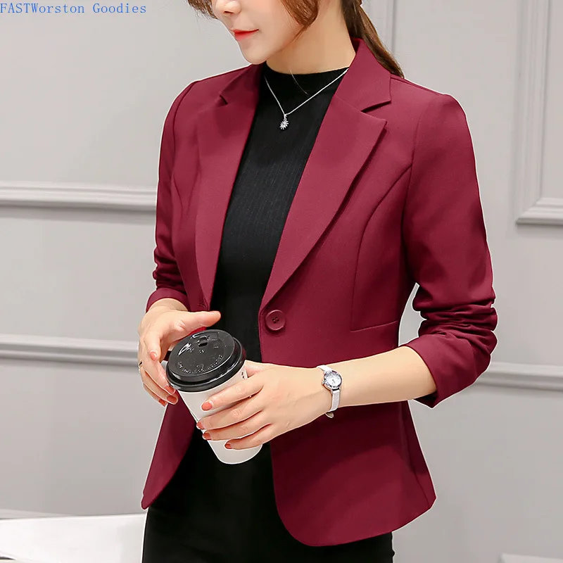 

Black Women Blazer 2021 Formal Blazers Lady Office Work Suit Pockets Jackets Coat Slim Black Women Blazer Femme Jackets Femme