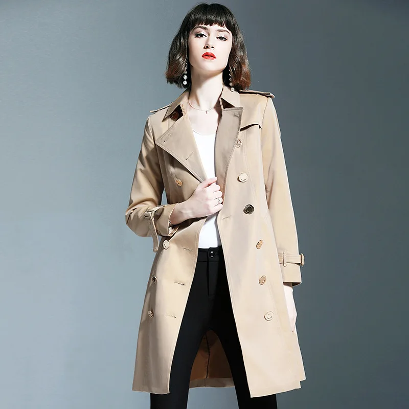 Женский демисезонный тренчкот BURDULLY модная повседневная облегающая двубортная