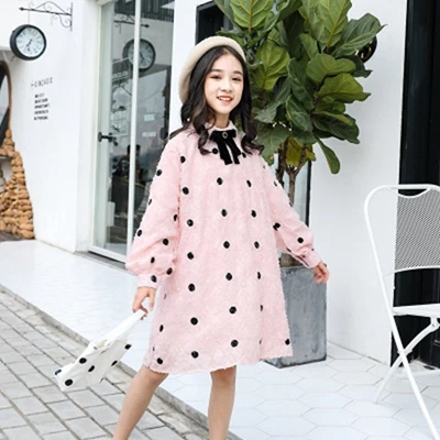 Style 1 Платье для девочек брендовые Детские зимние платья для девочек, милое элегантное платье принцессы в горошек с бантом осенняя одежда для маленьких девочек рождественское праздничное платье - Цвет: Style 1