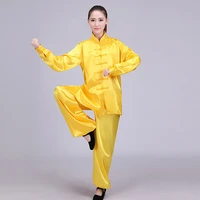 new chinese traditional clothes men women vintage solid color tai chi kung fu costume button stand collar exercise clothing