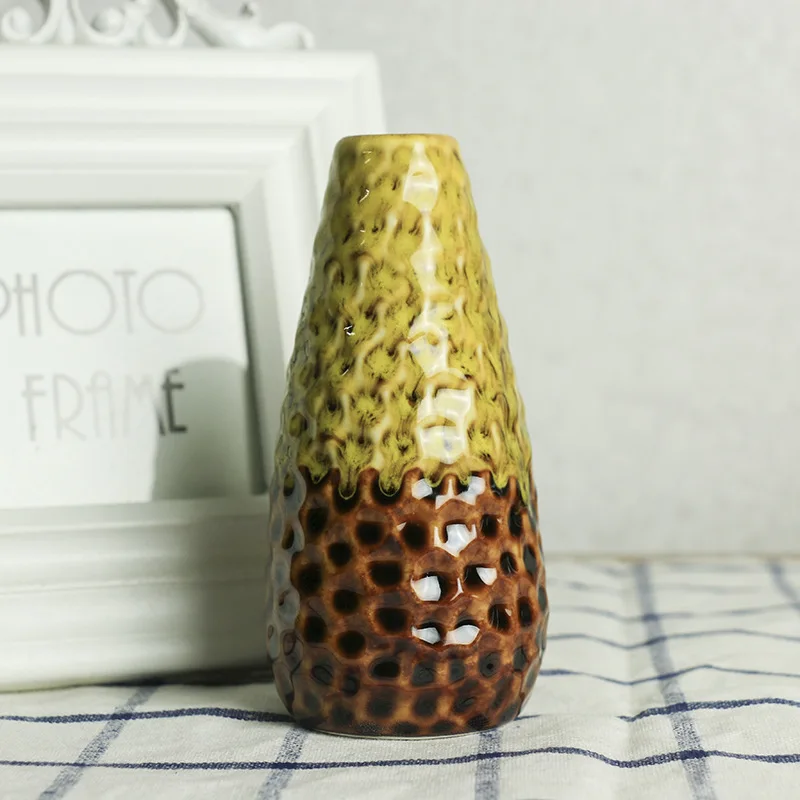 Белая/желтая/зеленая/синяя Минималистичная керамическая ваза искусственная