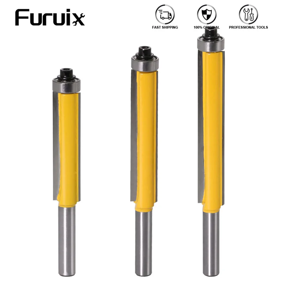 

1pc 8mm Shank 2" Flush Trim Router Bit with Bearing for Wood Template Pattern Bit Tungsten Carbide Milling Cutter for Wood 02017