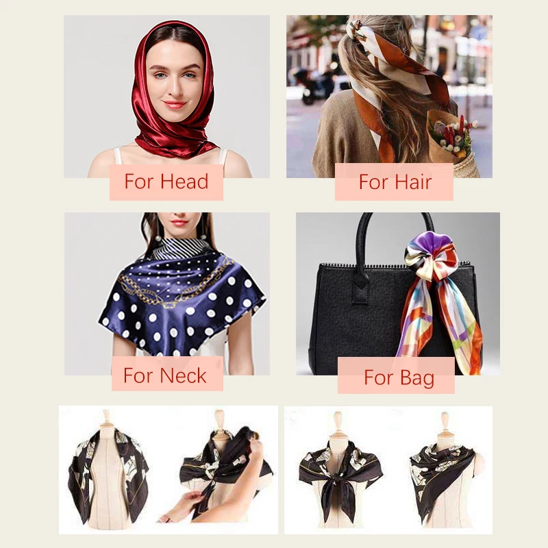

Vrouwelijke Foulard Sjaal Hijab Vrouwen Zijde Vierkante Sjaals Pioen Bloemenprint Hoofdband Halsdoek Wraps Bandana