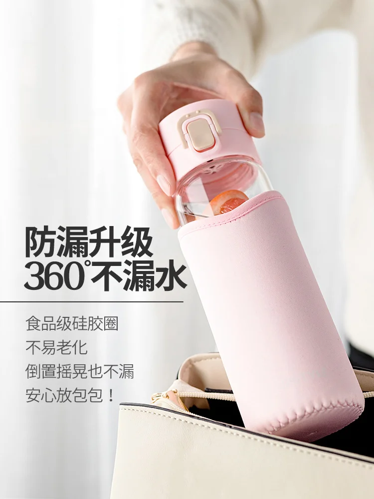 Детская бутылка для питьевой воды соломенная стеклянная Милая чайная