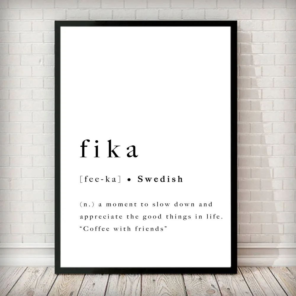 

Fika Swedish Quote Print Inspirational Poster Sweden Scandinavian Canvas Painting Modern Wall Art Pictures Home Decor Artwork