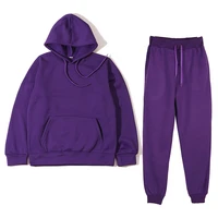 fleece tracksuits women two pieces set hooded oversized sweatshirt pants solid color hoodie suits autumn winter casual outfits