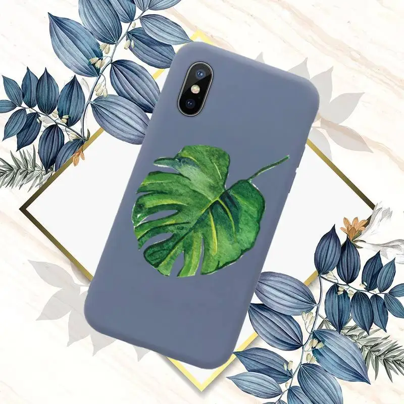 

Butterfly Glitter Leaves Phone Case Blue Candy Color for iPhone 11 12 mini pro XS MAX 8 7 6 6S Plus X SE 2020 XR