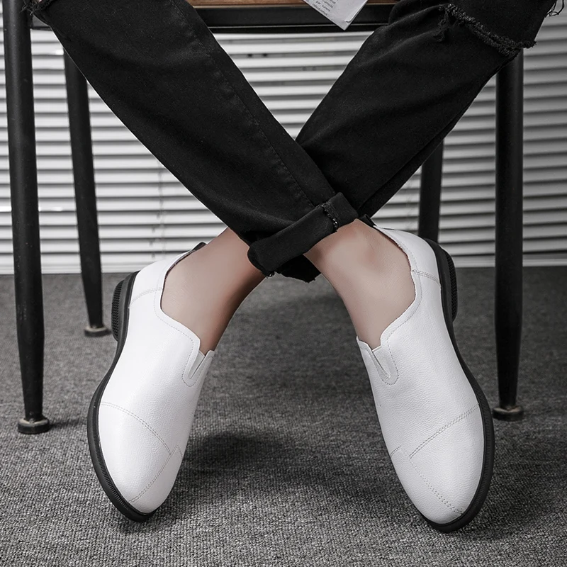 Мужские повседневные туфли из воловьей кожи деловые лоферы однослойные мягкие