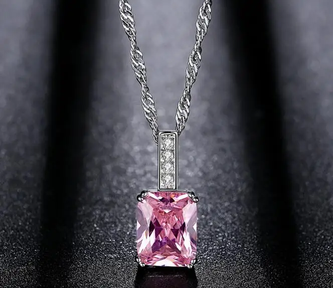 

VV01 925 Silver Zircon Girls Wedding Garment Necklace Birthday Party Gift