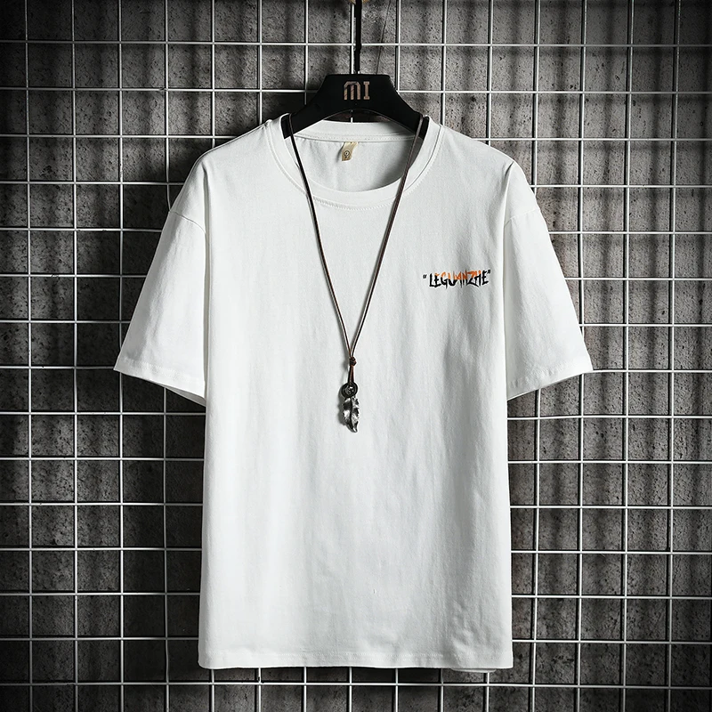 Футболка мужская хлопковая в стиле хип-хоп рубашка свободного покроя японском с