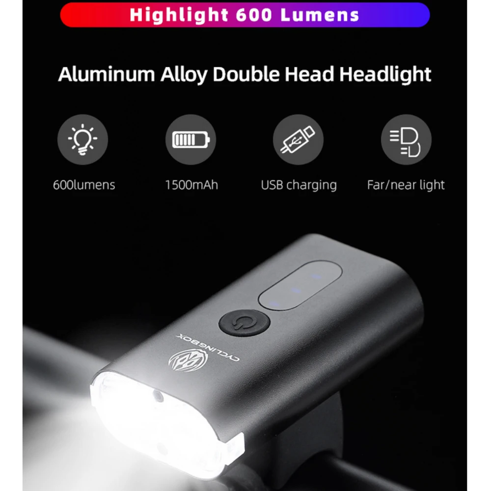 

Водонепроницаемый велосипедный Головной фонарь с зарядкой от USB, умный датчик, 4 режима освесветильник, суперъярсветильник передсветильник...