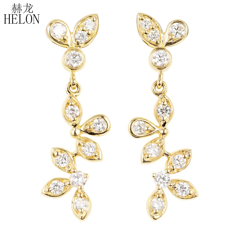 

HELON Diamonds Stud Earrings Solid 14k Yellow Gold SI/H Natural Diamonds Engagement Wedding Trendy Party Fine Jewelry Earrings