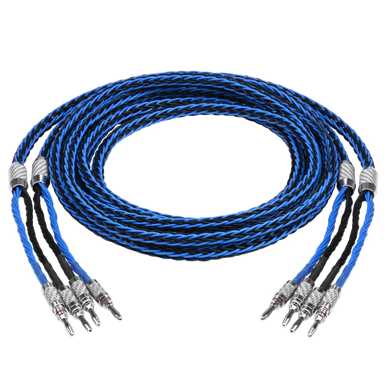 One Pair Hifi OCC Speaker Cable Hi-end HI-FI Systems Wire With Carbon Fiber Banana | Электроника