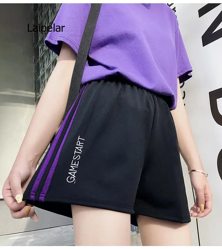 

Summer Vintage Track Shorts Women Vetement Femme Loose High Waist Pantalones Cortos Mujer Wild Harajuku 2021