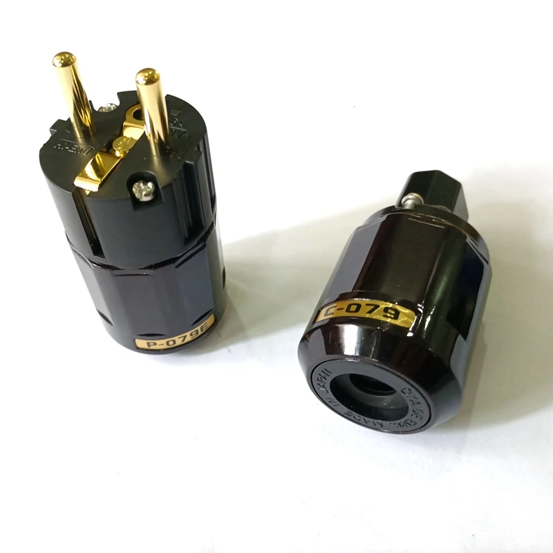 Hi-Fi аудио Пара Позолоченные C-079 разъем IEC + P-079E Schuko Eu Мощность переходник для AC шнур