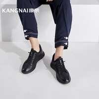 kangnai men shoes genuine cow leather sneakers lace up flats comfortable male casual shoes