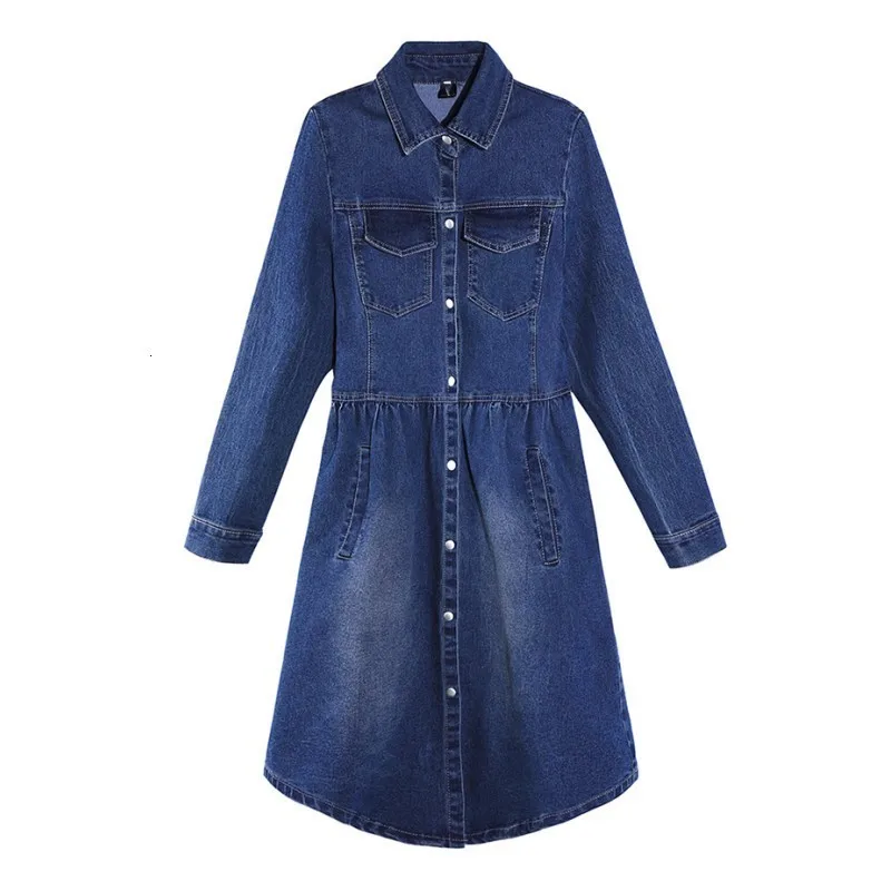 

Ladies Denim Jackets Women Spring Autumn Turn Down Collar Hole Long Sleeve Casual Jeans Coat Outerwear Female Long Overcoat XXL