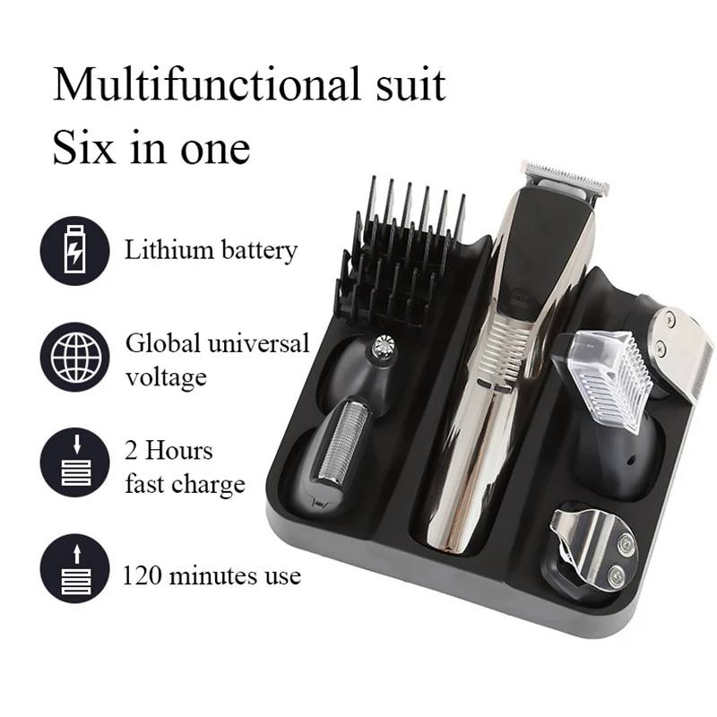 

Recommend 6-in-1 Electric Hair Clipper USB Rechargeable Hair/Detail/Beard/Nose Hair/Body Trimmer