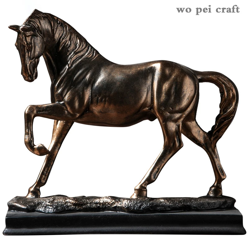 

War Horse Statue Feng Shui Ornaments Animal Desk Decor Horse Head Study Bookend Furnishings Home Decoration Accessories Modern