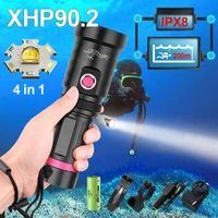 powerful diving flashlight xhp90 2 rechargeable professional diving led flashlight torch xhp90 ipx8 waterproof underwater lamps