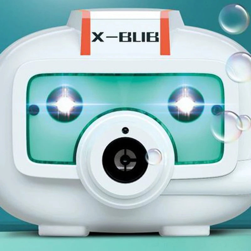 

Children Cartoon Camera Blowing Bubbles Machine Toy Electric Fan Light Music Bottle Rope Style Christmas Toy Kids Gift