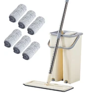 360 rotating flat squeeze mop and bucket hand free wringing floor cleaning mop microfiber mop pads wet or dry usage home kitchen