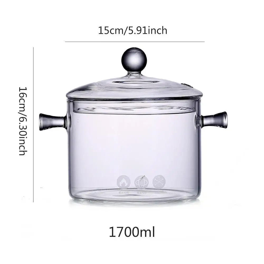 Большая емкость стеклянная кастрюля плита горшок с крышкой Многофункциональный