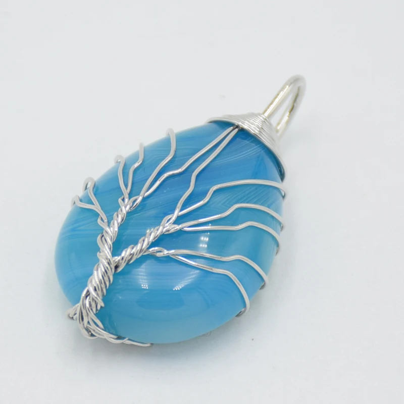 Женское колье с подвеской в виде капли воды Natutal кулон из синего агата намоткой