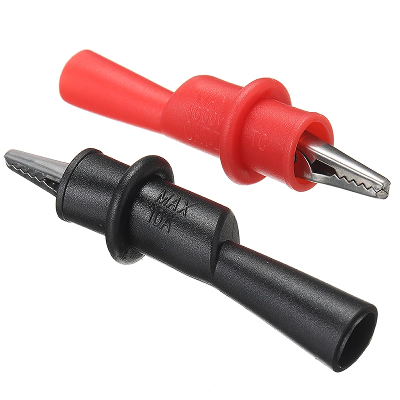 

2PCS Crocodile Clip Insulated MultiMeter Test Lead Meter Alligator Clip Red/Black Multimeter Tester Probe Cable Clamps