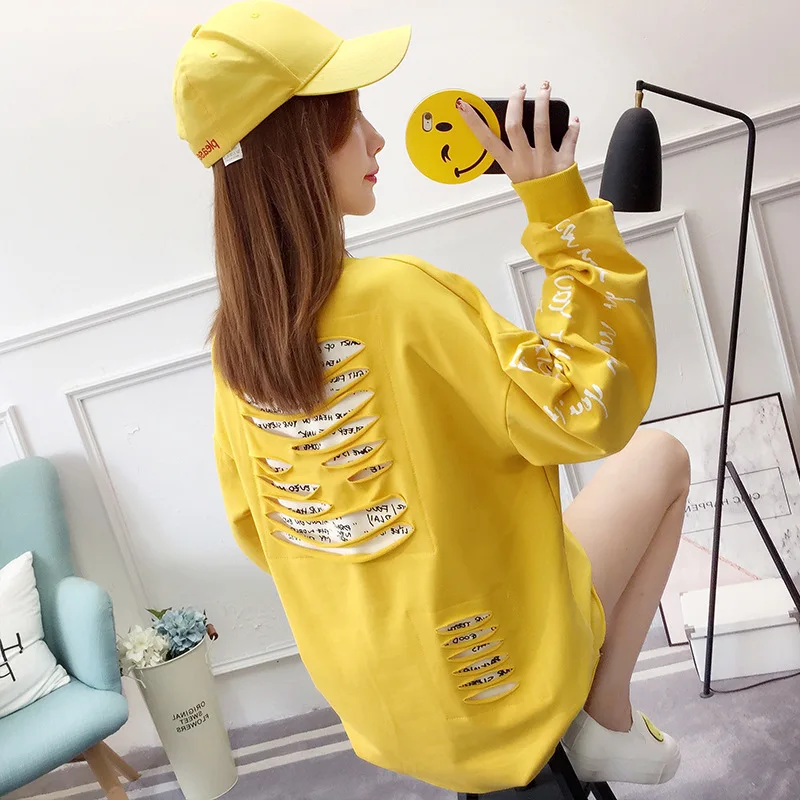 #1714 корейская мода для студентов Свободная Толстовка большого размера в стиле